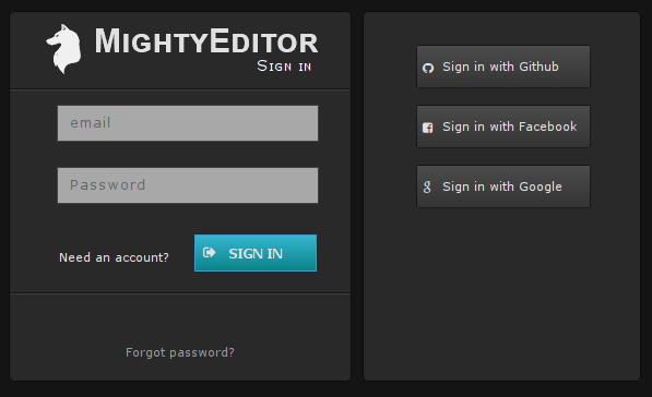 MightyEditor sign up